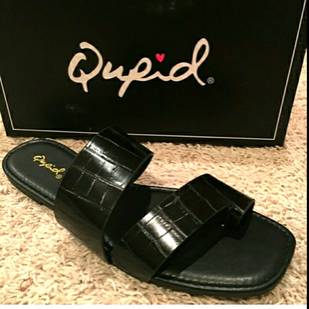 Qupid black crocodile sandals sizes 6.5, 7, 7.5 - Picture 4 of 4